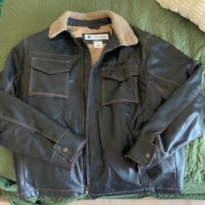 - Columbia Leather Style Aviator Jacket- Men’s Medium